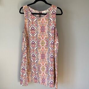 Rachel Zoe Aztec Print Linen Sleeveless Shift Dress Size Large